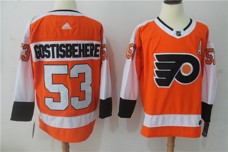 Men Philadelphia Flyers 53 Gostisbehere Orange Hockey Stitched Adidas NHL Jerseys